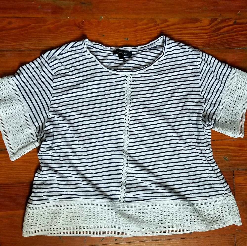 Striped Lace Detail Tee